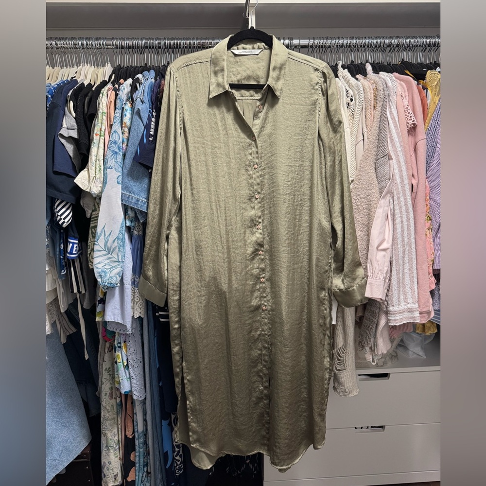 Zara Premium Denim Collection Long Shirt Dress